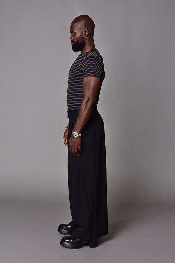 Camiseta slim fit stripes gris