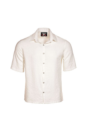 Set de dos piezas camisa boxy fit y short playero color ivory