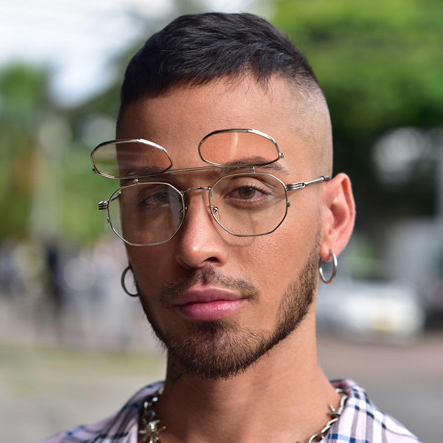 Gafas retro flip-up clear