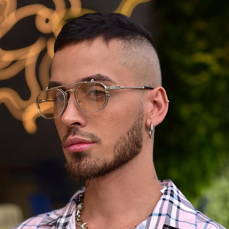 Gafas retro flip-up clear