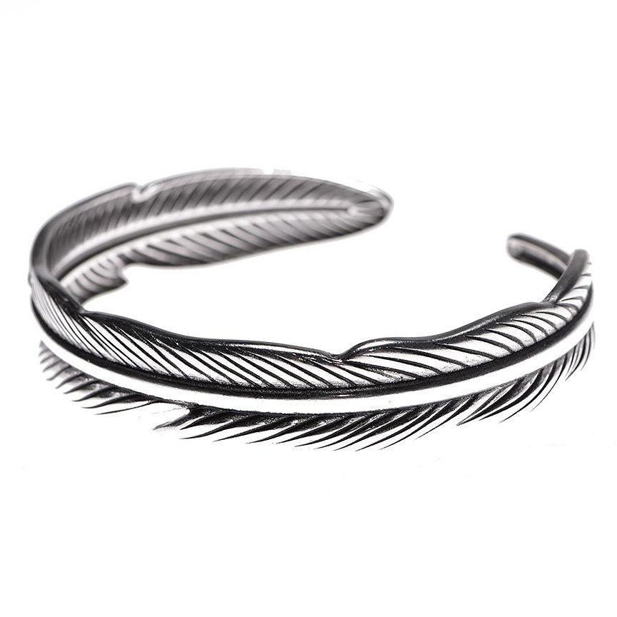 Feather bangle silver