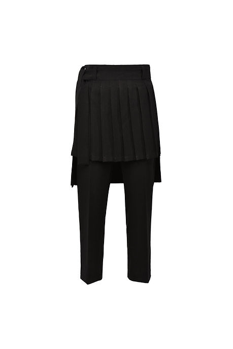 Pantalon loose fit falda plisada negro