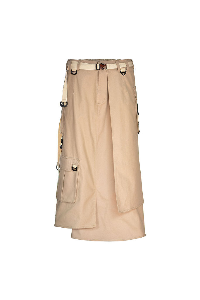 Falda techwear cargo beige