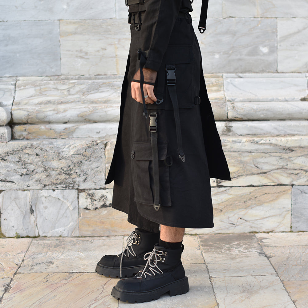 Falda techwear cargo negro
