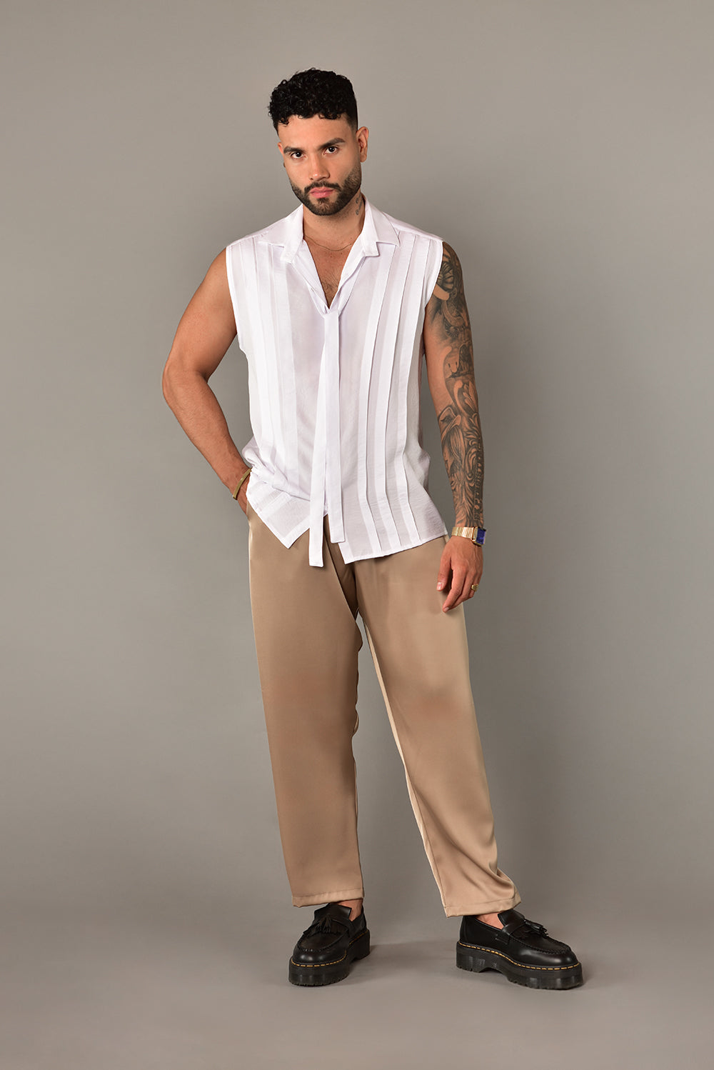 Camisa plisada blanca