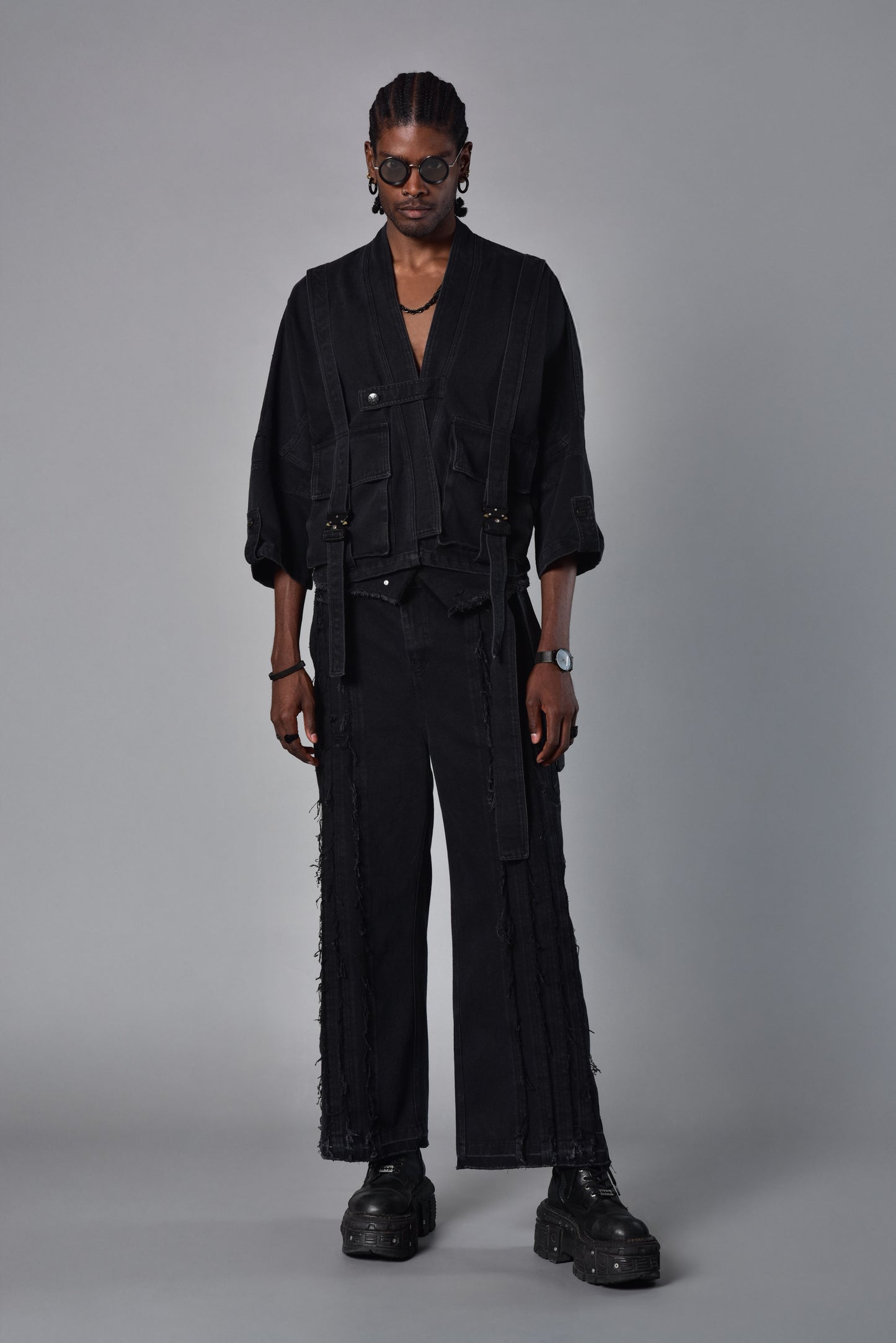 Kimono cargo denim negro