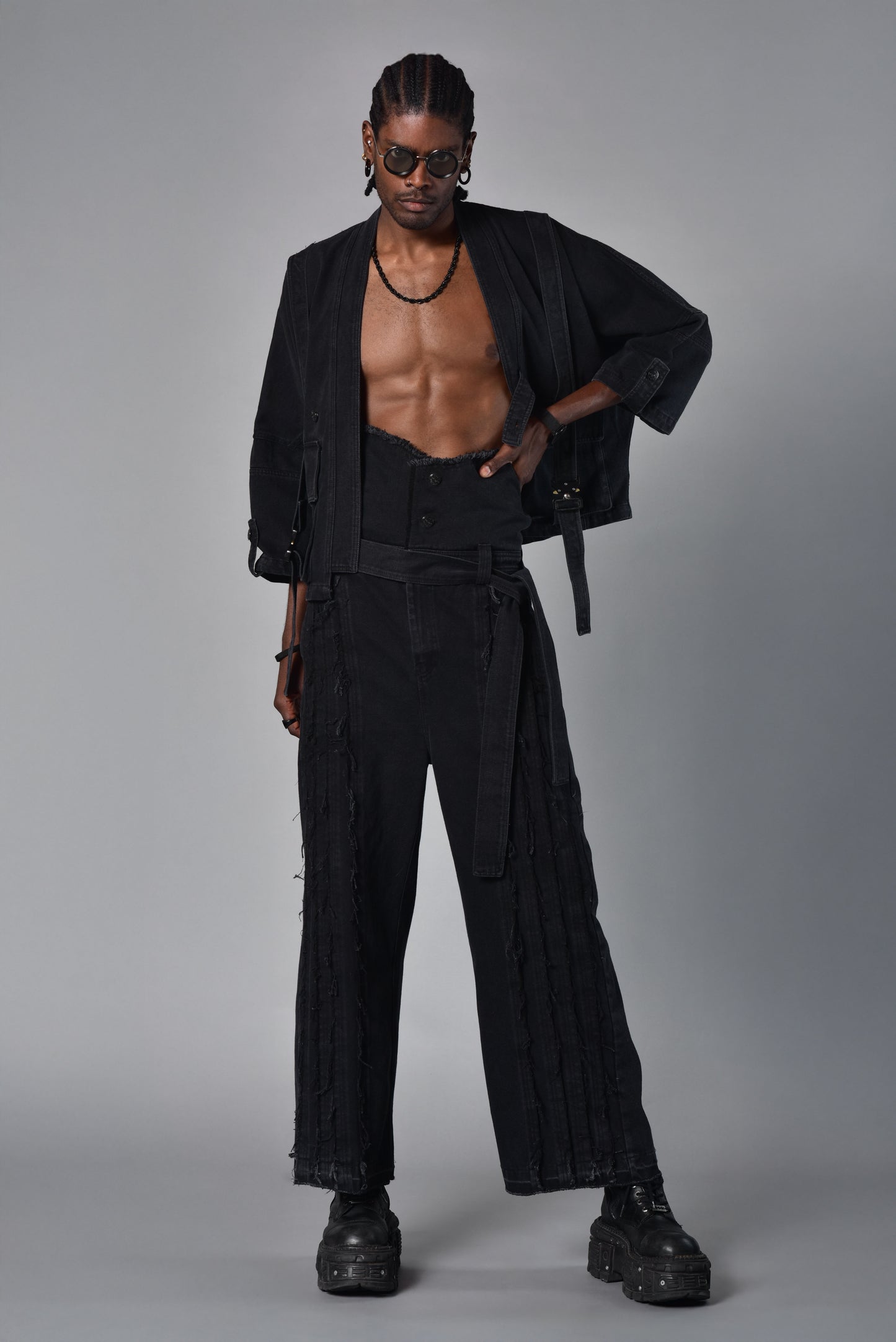 Kimono cargo denim negro
