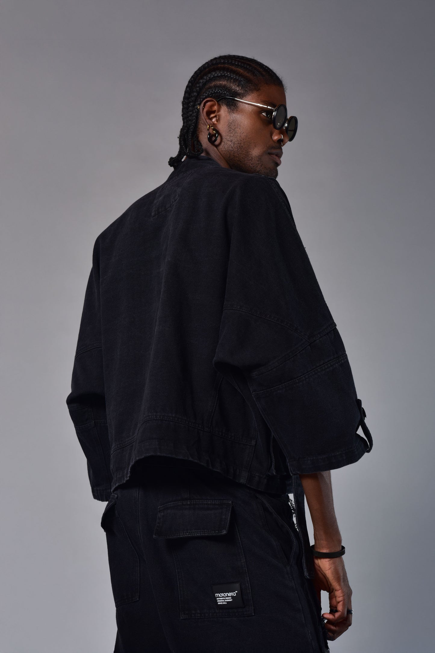 Kimono cargo denim negro