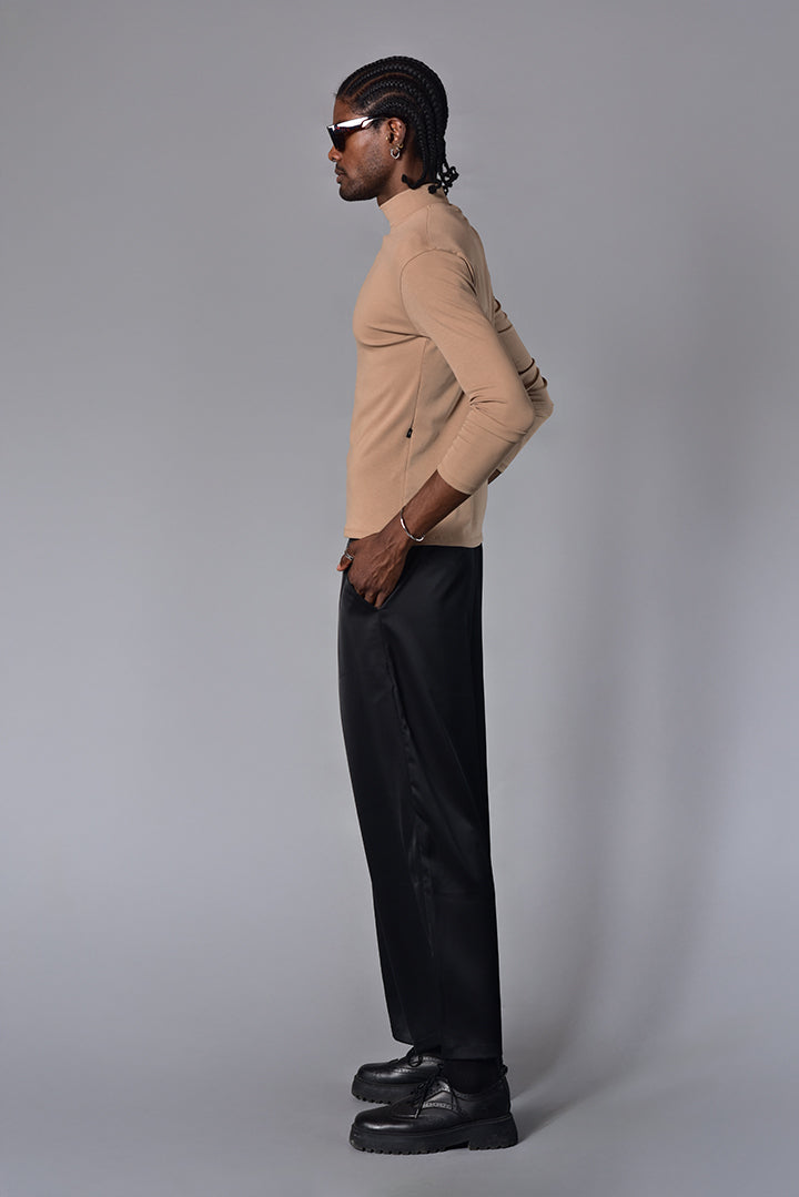 Pantalon wide leg satin negro