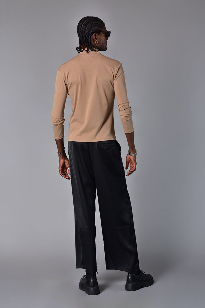 Pantalon wide leg satin negro