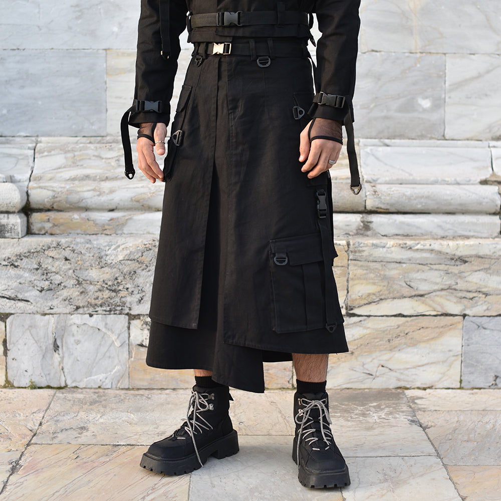 Falda techwear cargo negro
