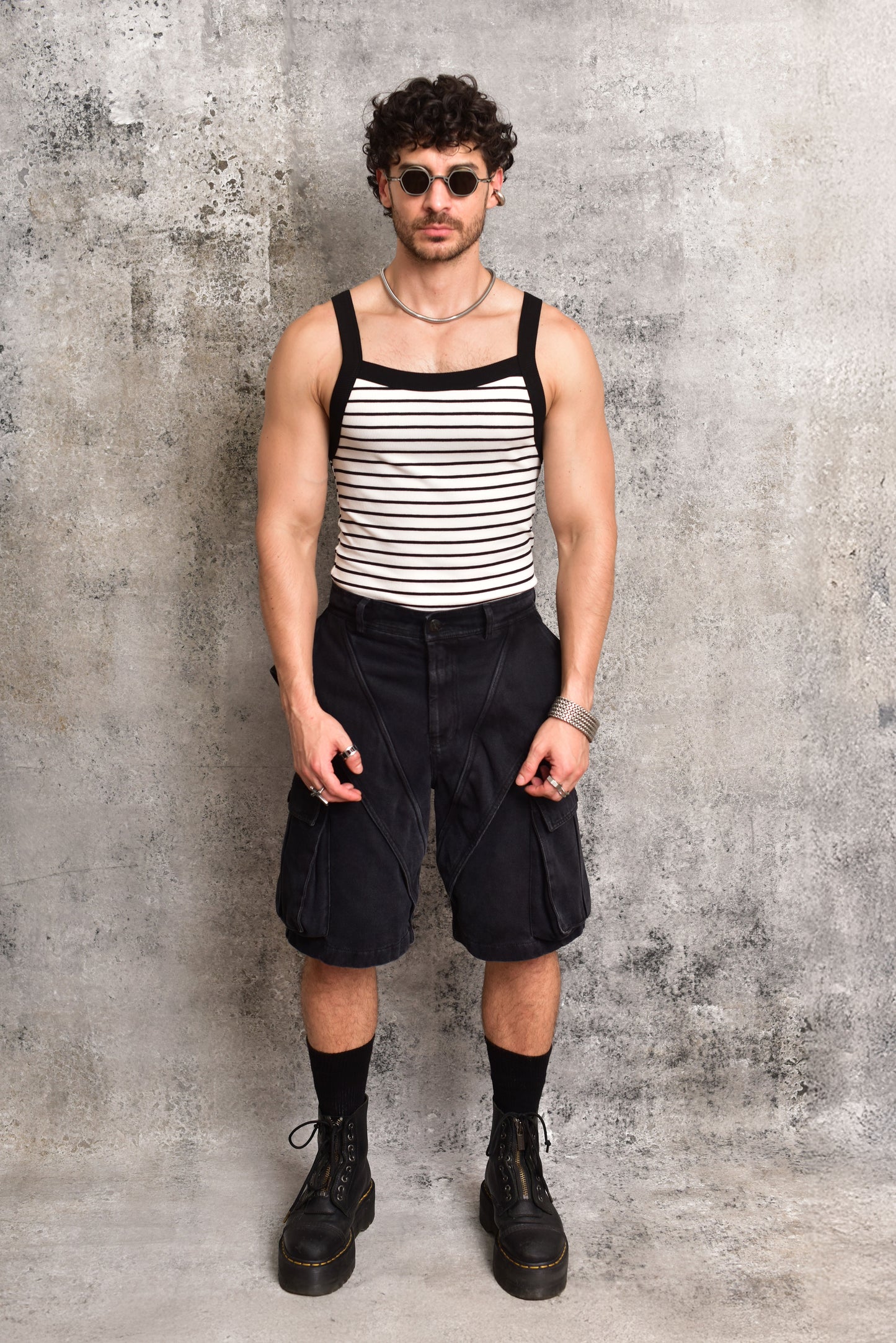 Tank top rib de rayas