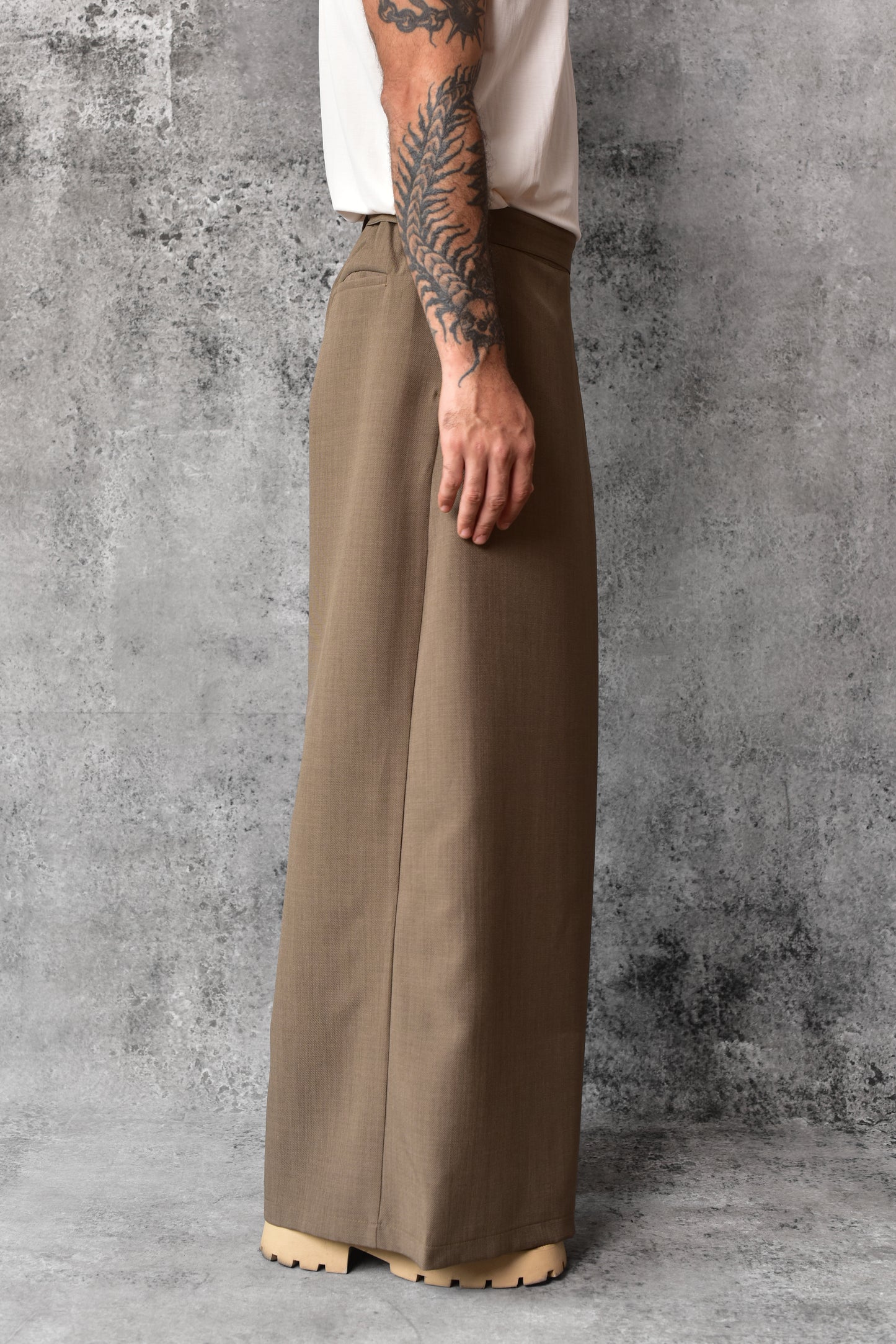 Pantalon tatami plisse mocca