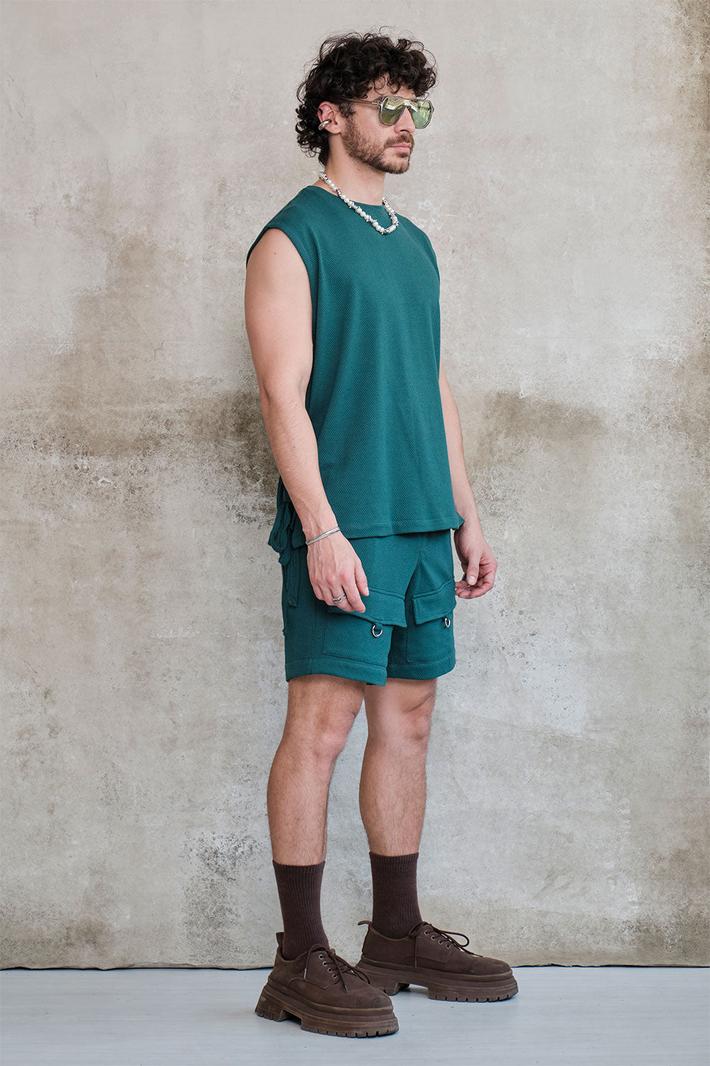 Emerald lace frannel shorts