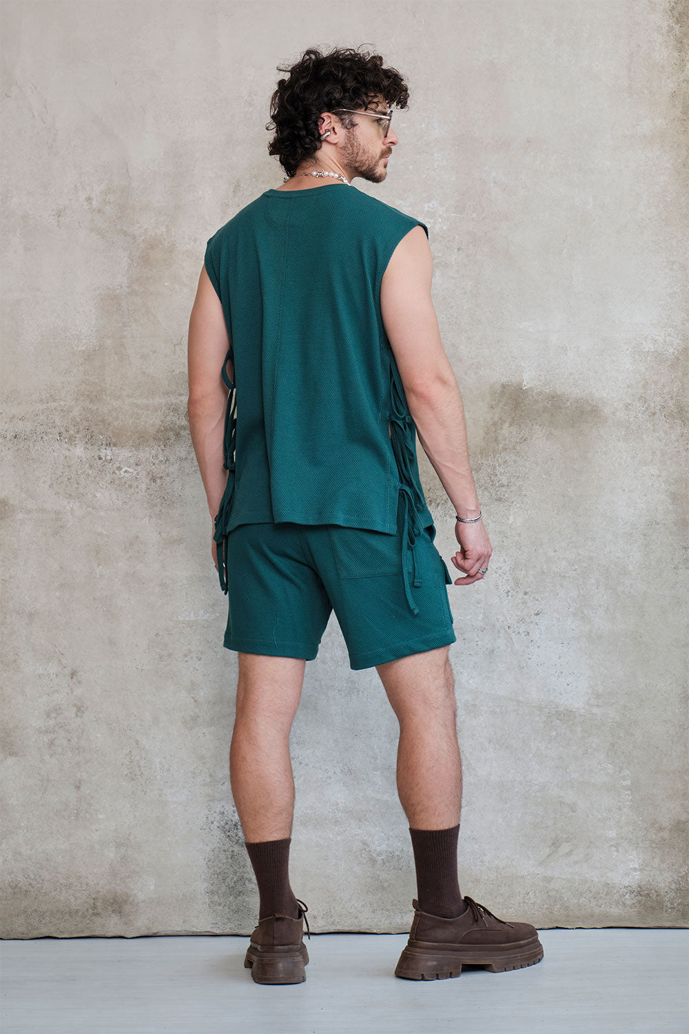 Emerald lace frannel shorts