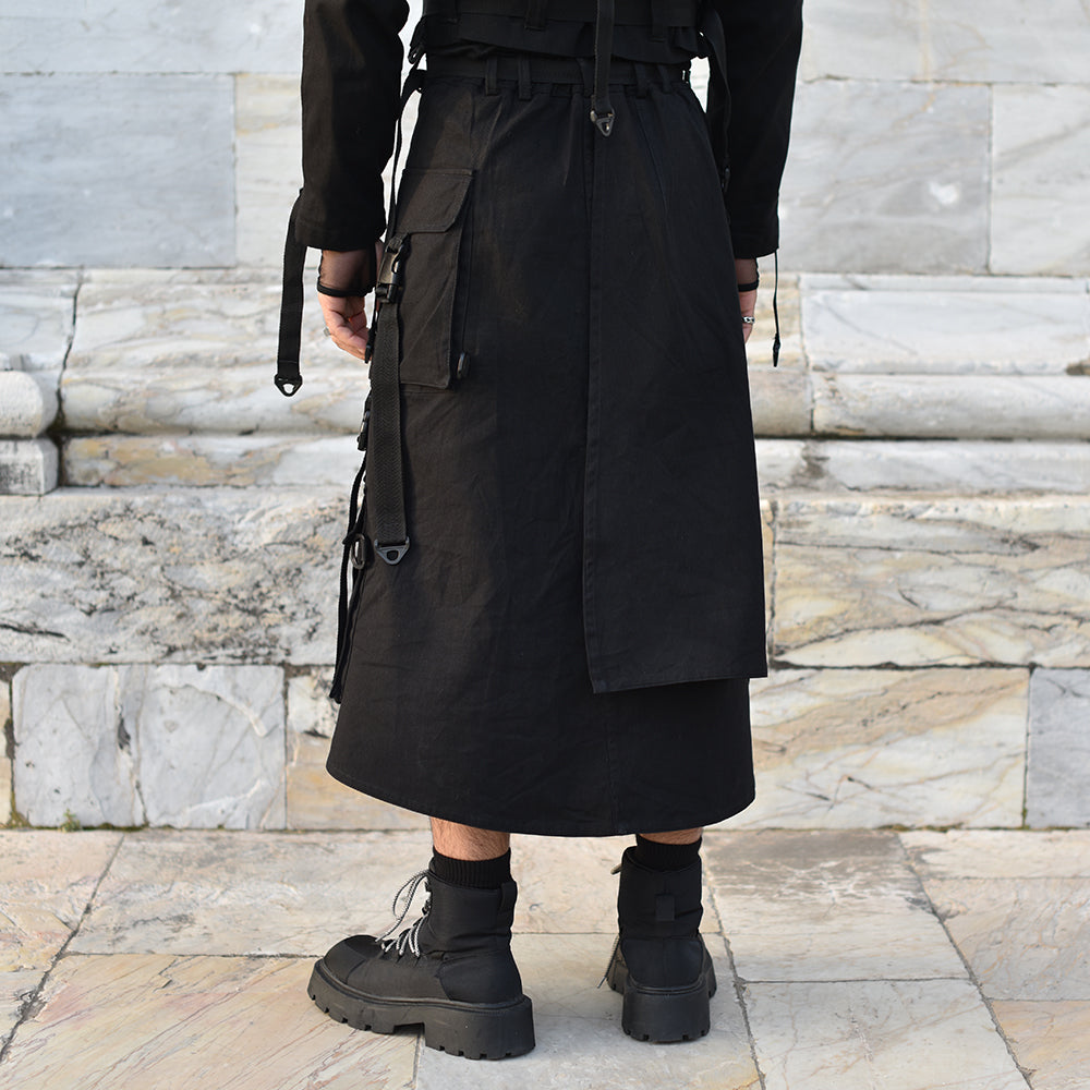 Falda techwear cargo negro