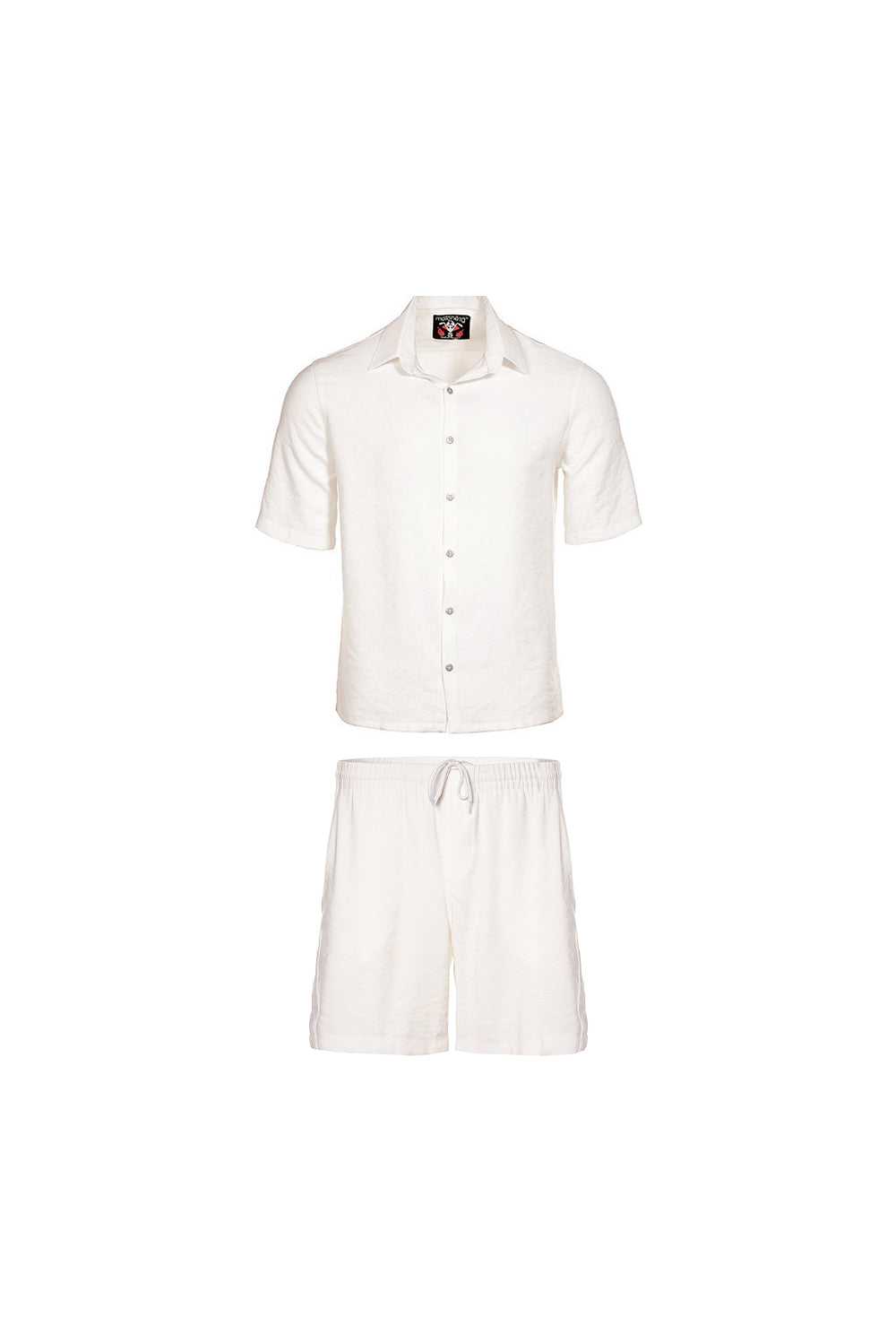 Set de dos piezas camisa boxy fit y short playero color ivory