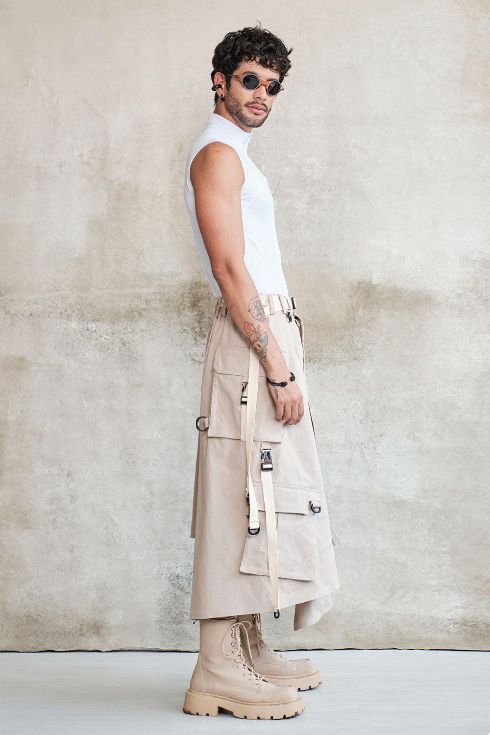 Falda techwear cargo beige