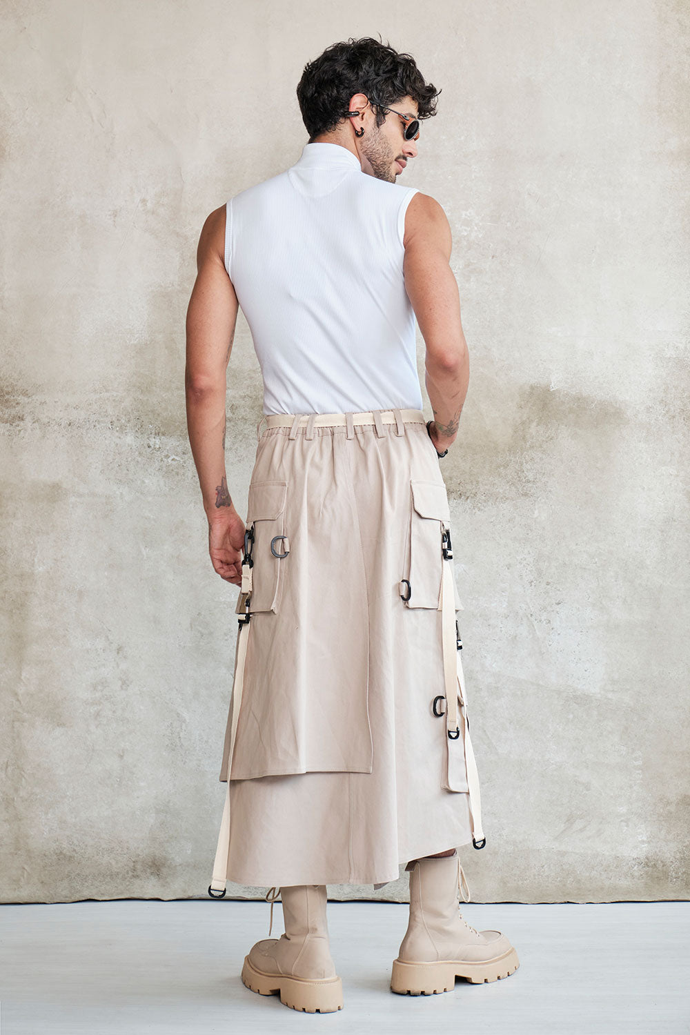 Falda techwear cargo beige