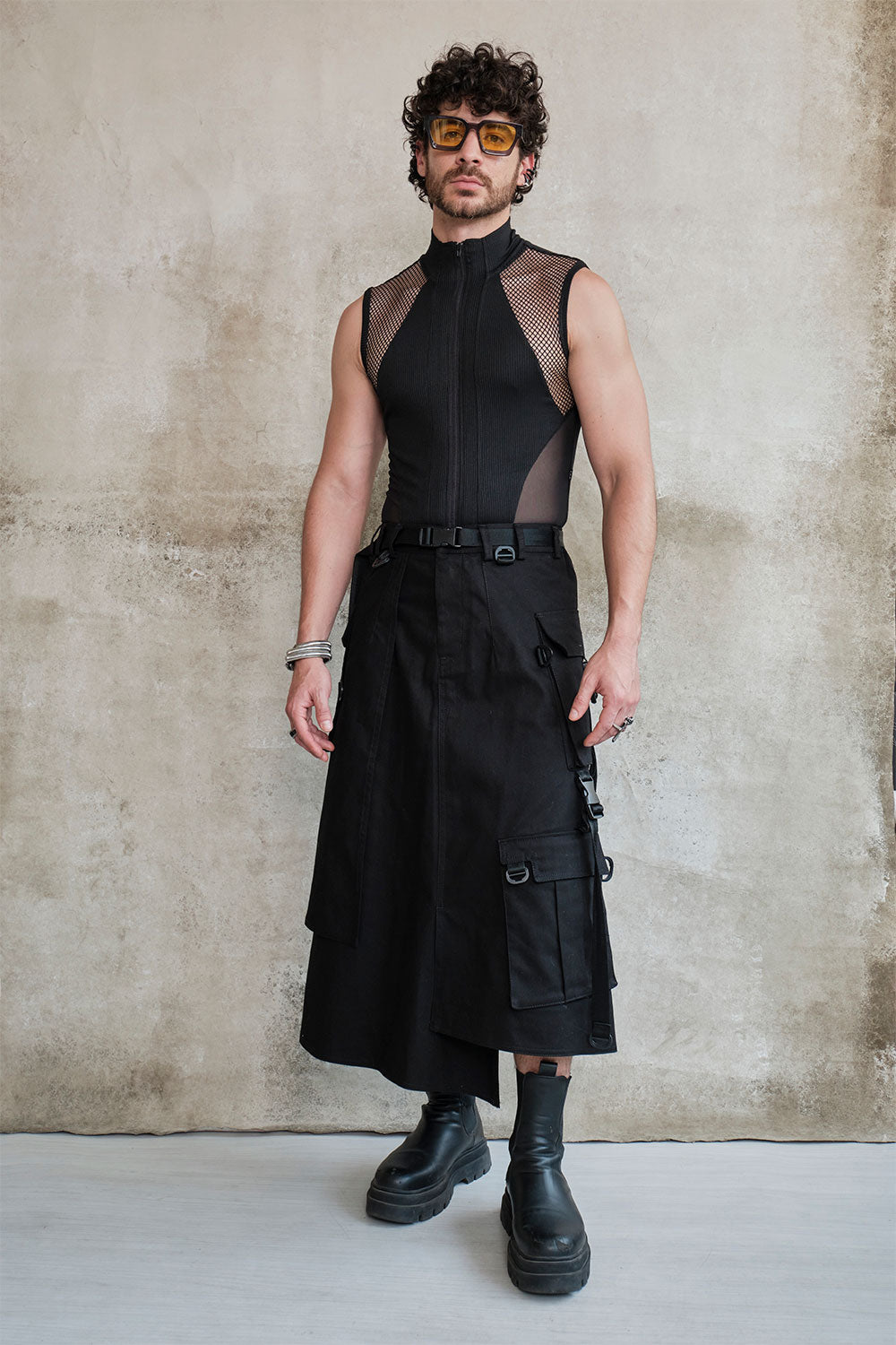 Falda techwear cargo negro