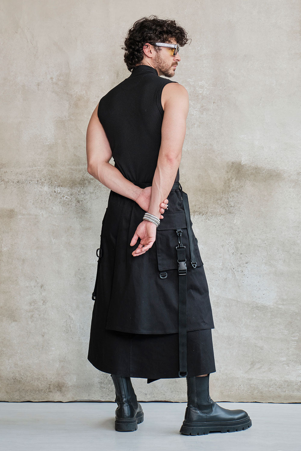Falda techwear cargo negro