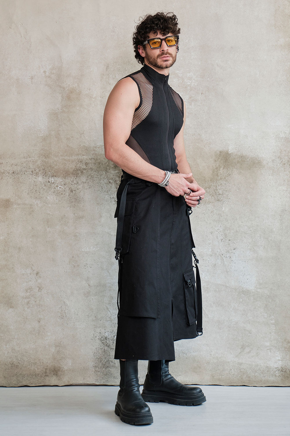 Falda techwear cargo negro