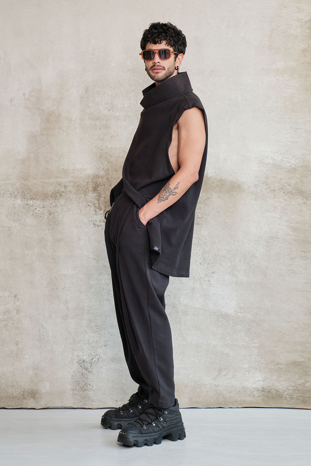 Black Oversized Wrap Shirt