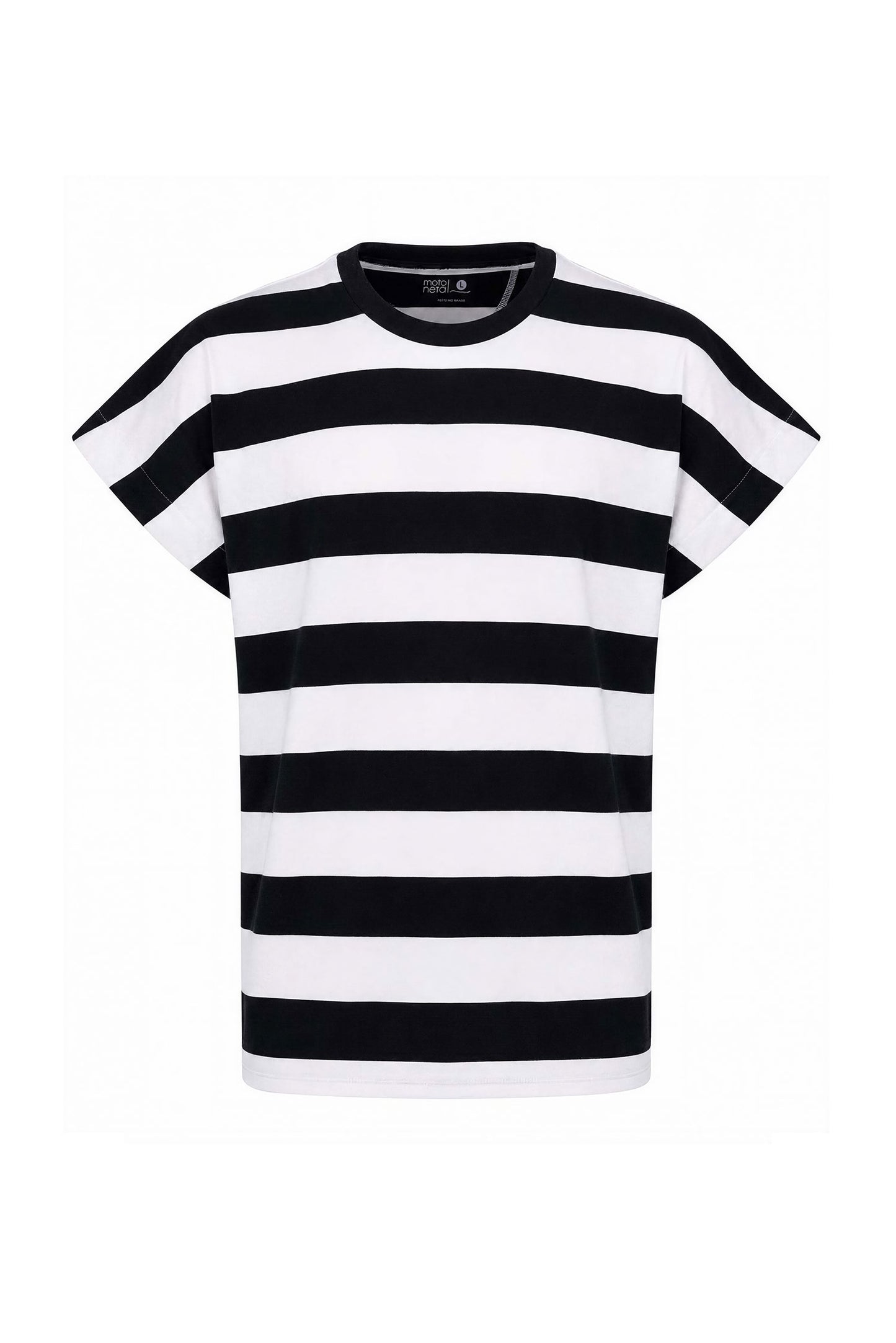 Camiseta oversize manga japonesa stripes B&N, vista delantera