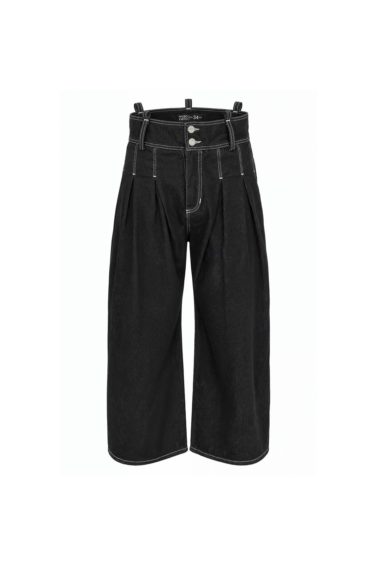 Pantalon baggy denim crudo con prenses