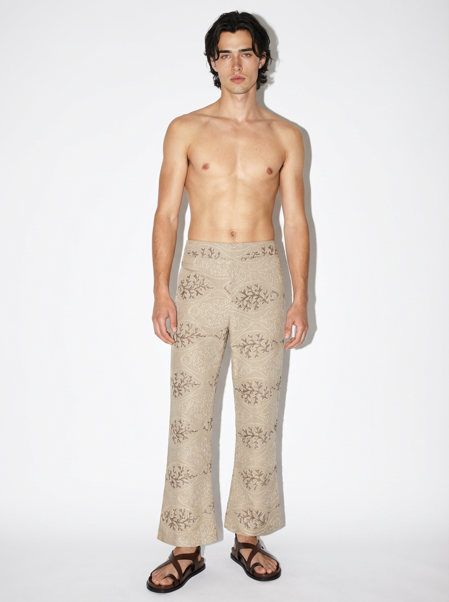 Pantalón terra wide leg bordado