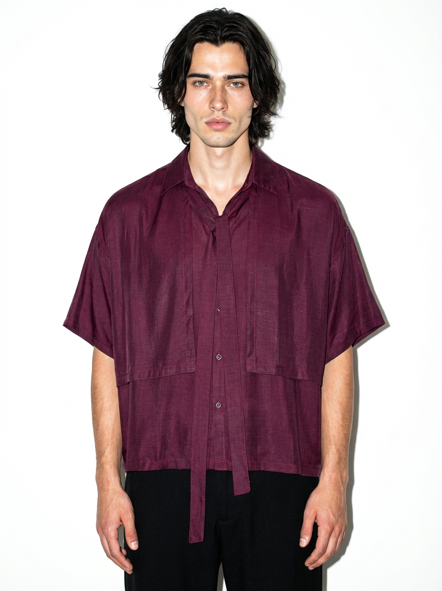 Camisa Boxy Fit crop top vinotinto