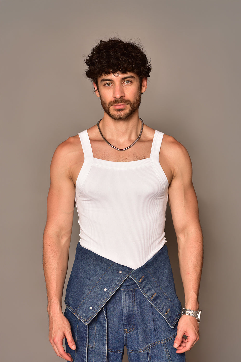 Tank top rib blanca