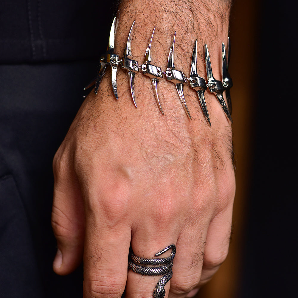 Silver spikes alloy bracelet