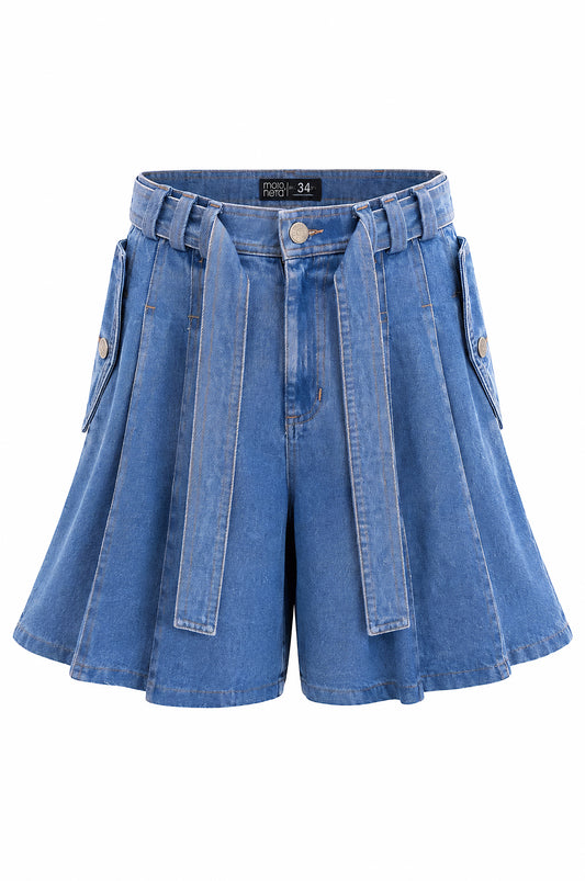 Falda jort pleated denim