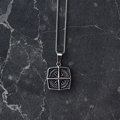 Compass silver necklace 49cm
