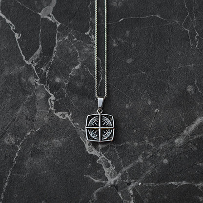 Compass silver necklace 49cm