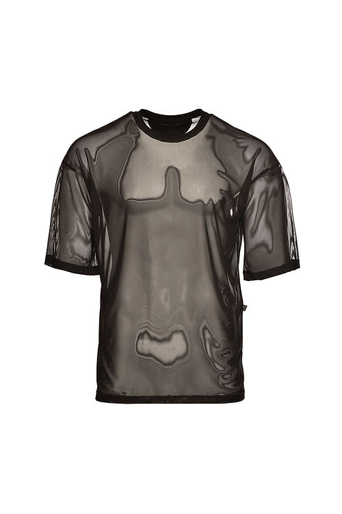 Camiseta boxy fit extragrande mesh negra