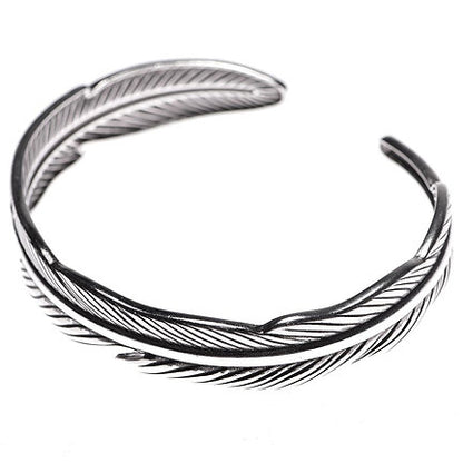 Feather bangle silver