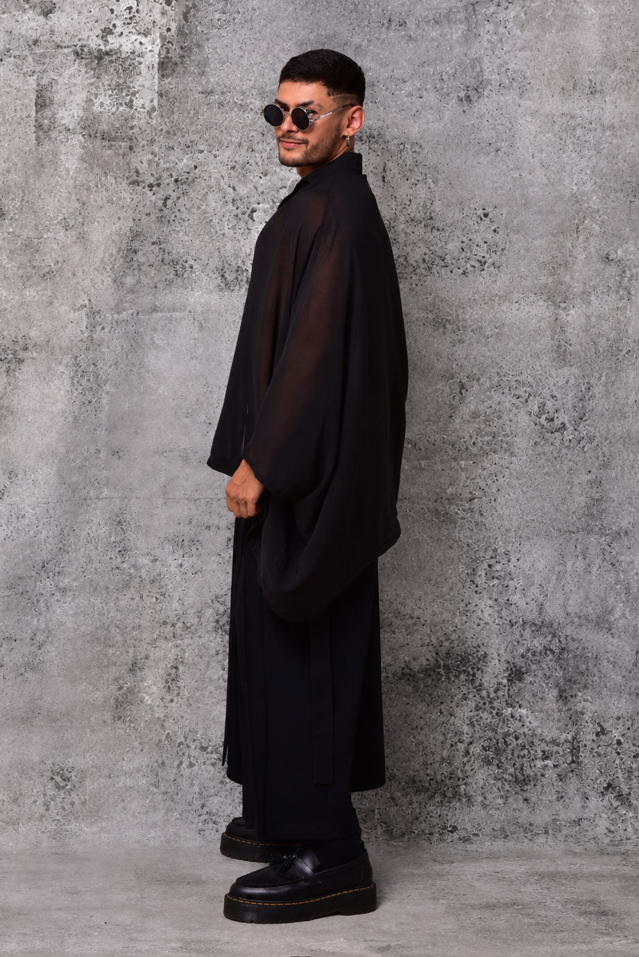 Camisa Asimétrica Negra Transparente Ethereal Noir