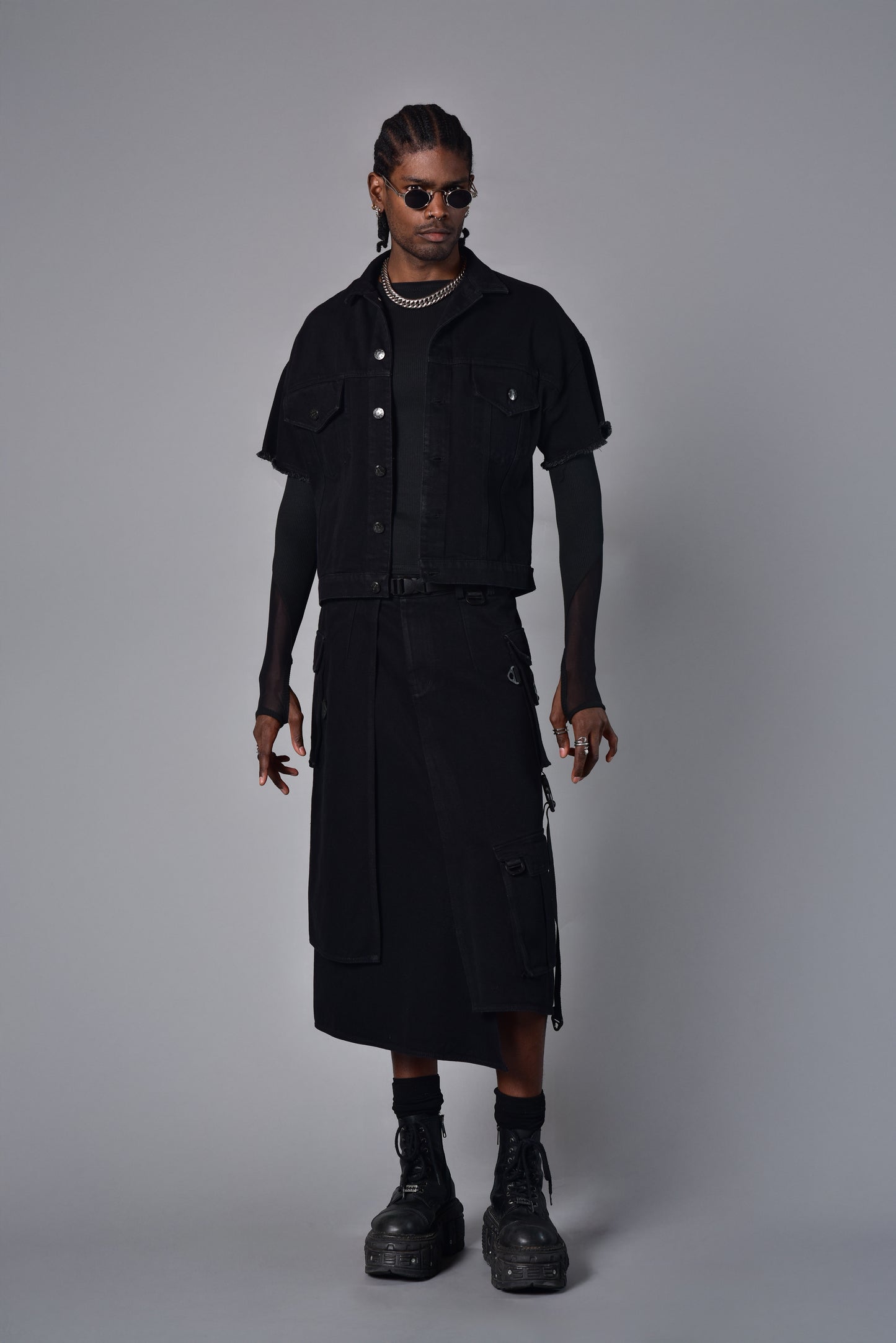 Cazadora Cargo Denim Negro