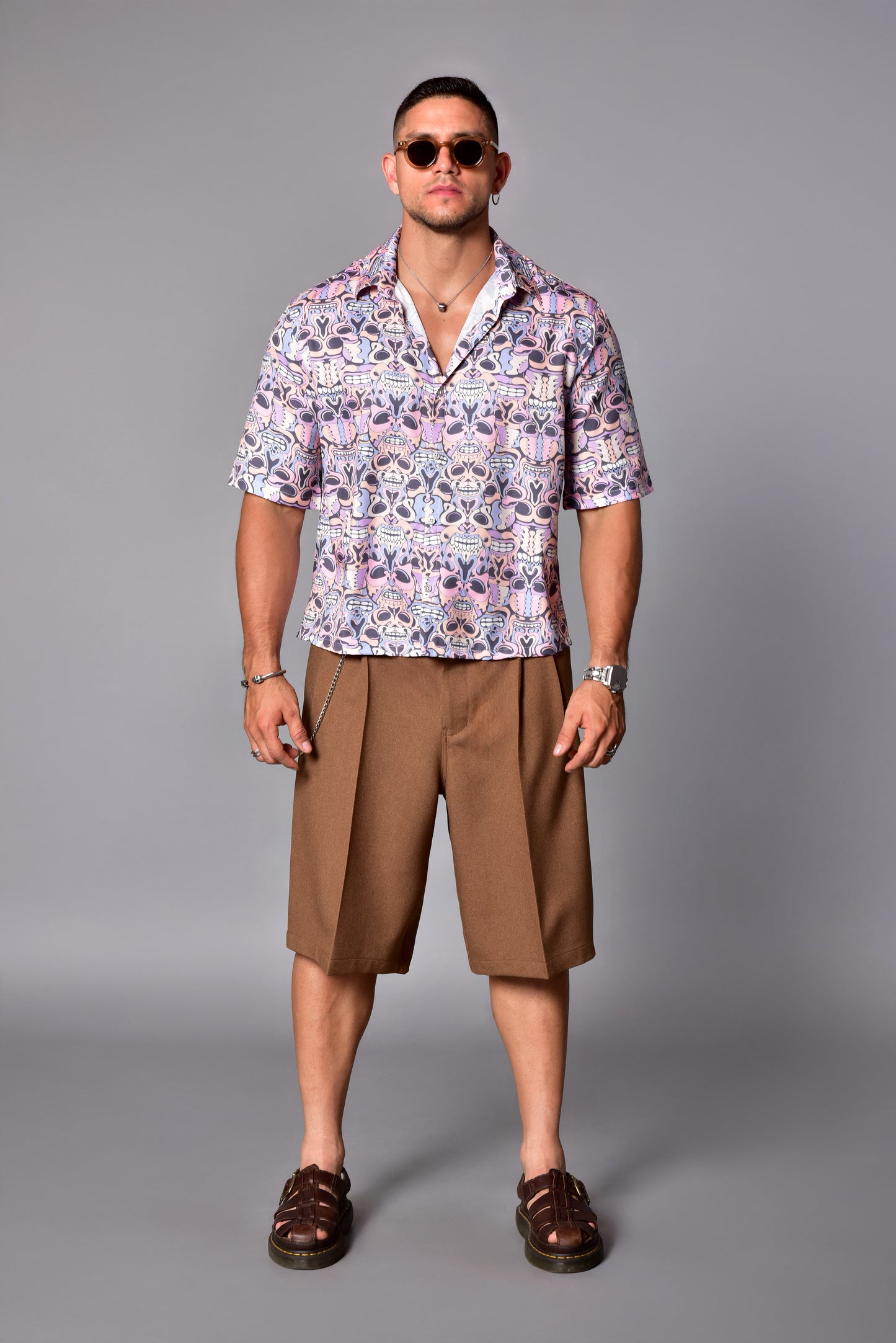 Camisa Retro Skull Pattern