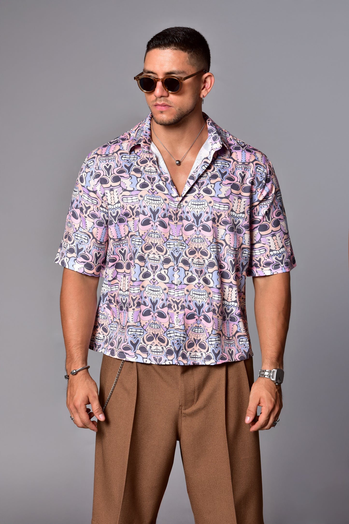 Camisa Retro Skull Pattern