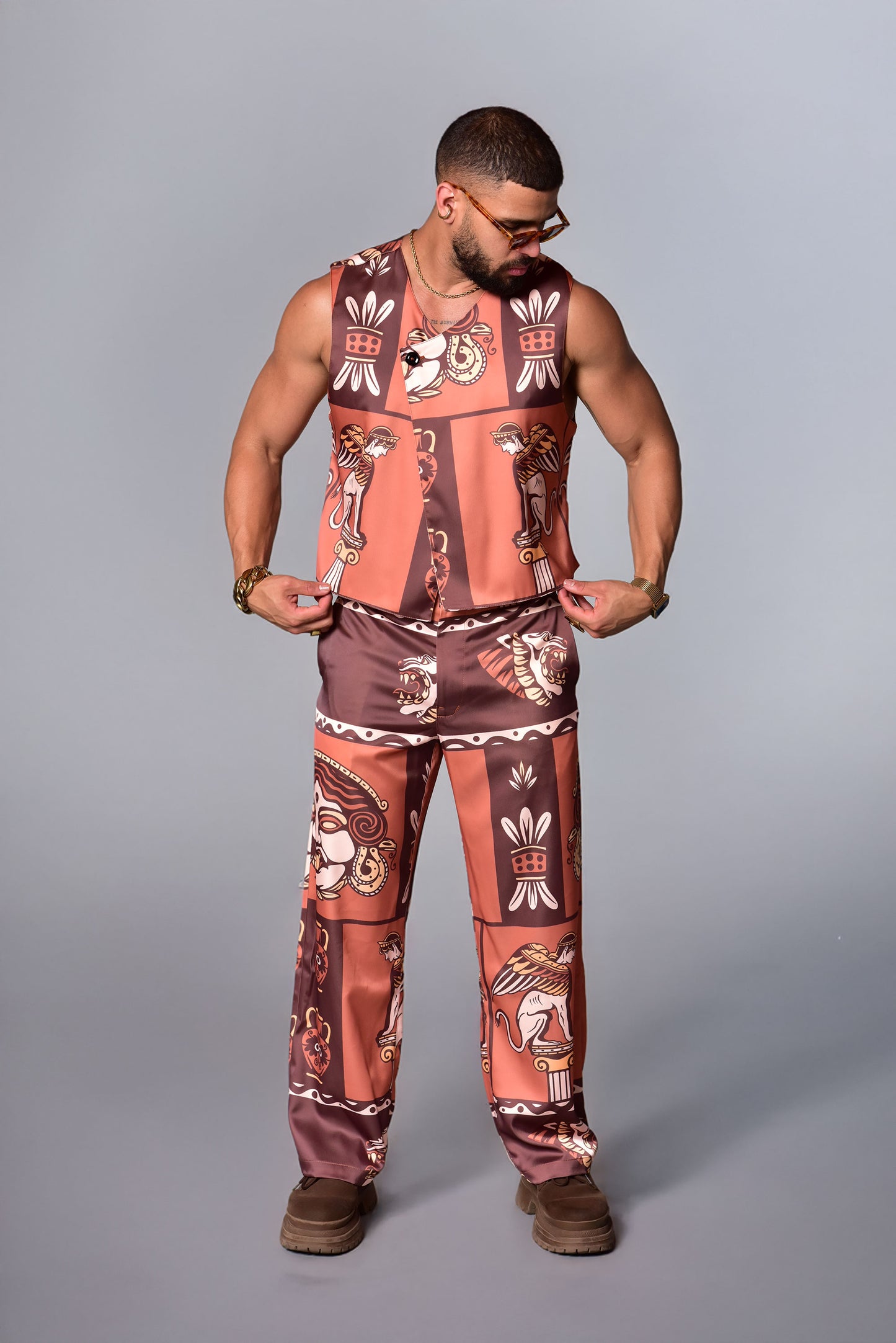 Chaleco estampado griego