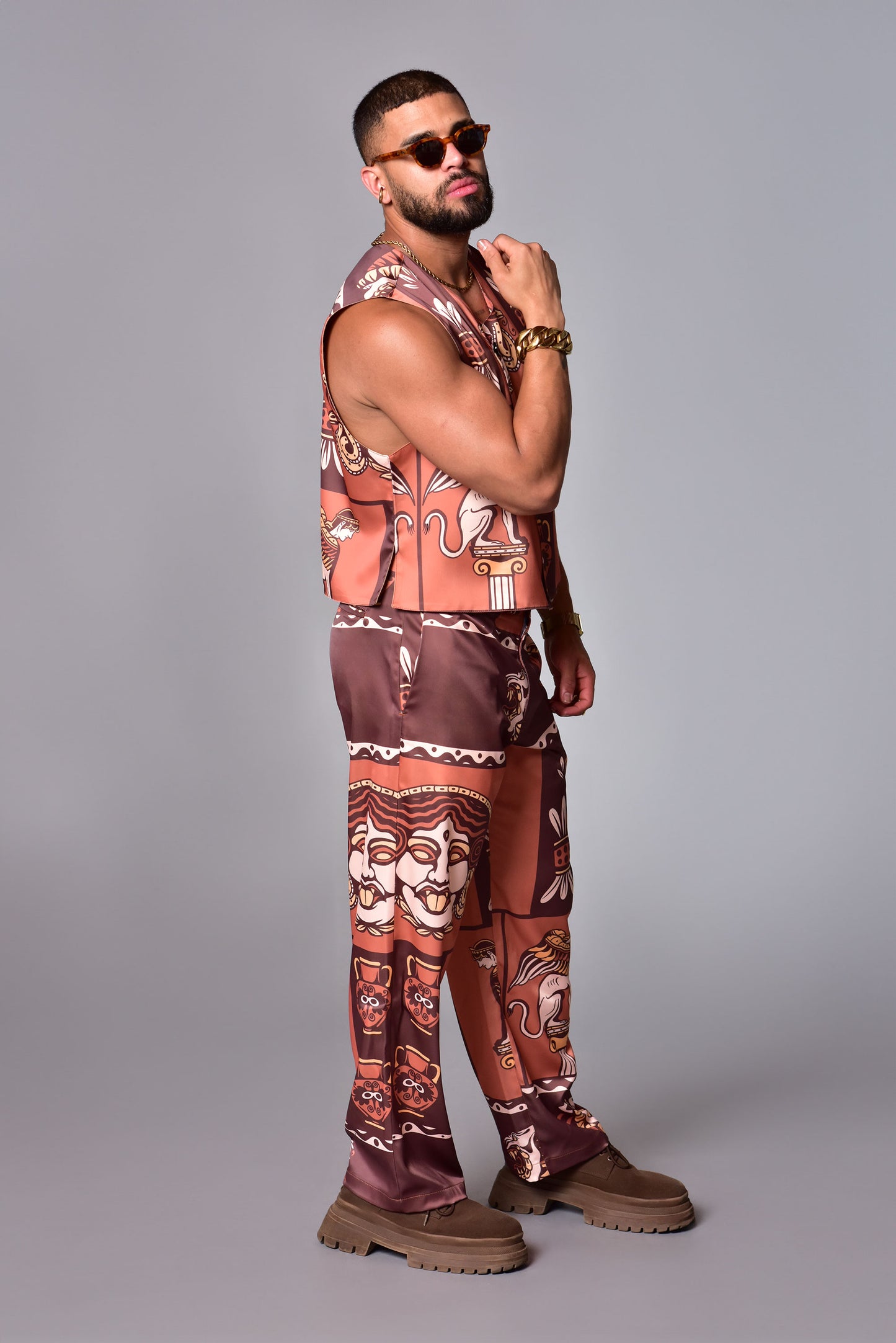 Chaleco estampado griego