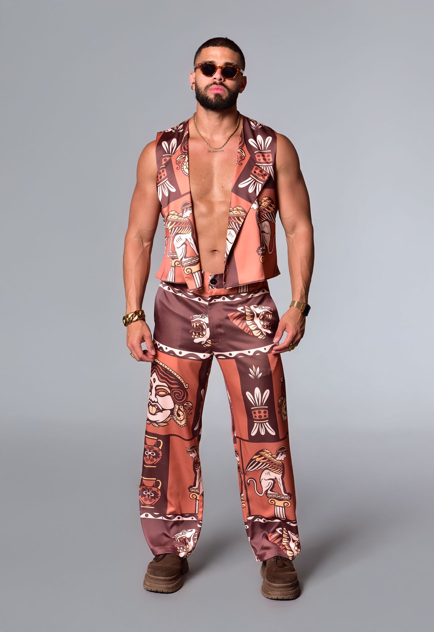 Chaleco estampado griego