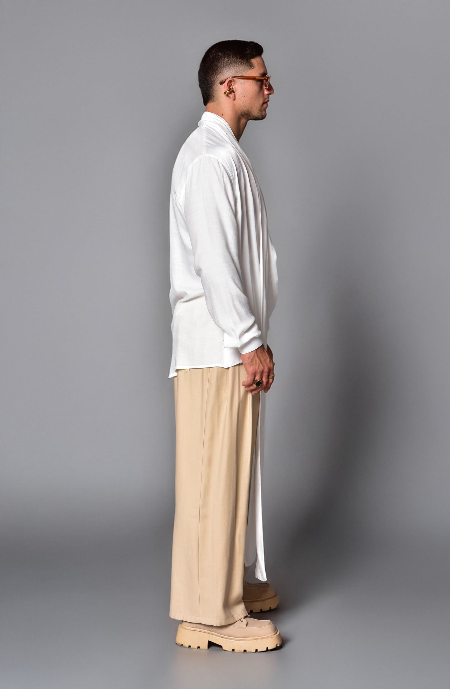 Camisa manga larga cuello cruzado