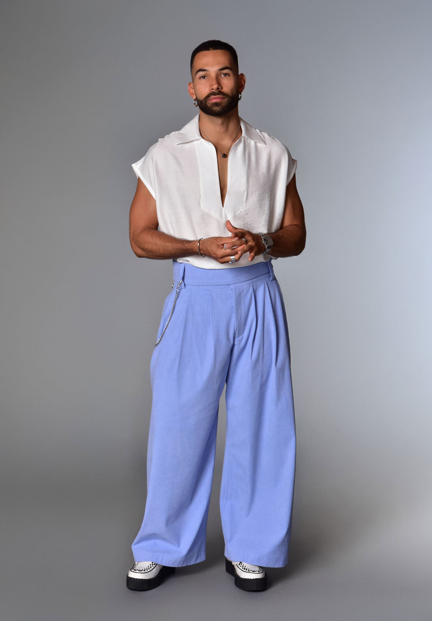 Camisa sleeveless lino blanca