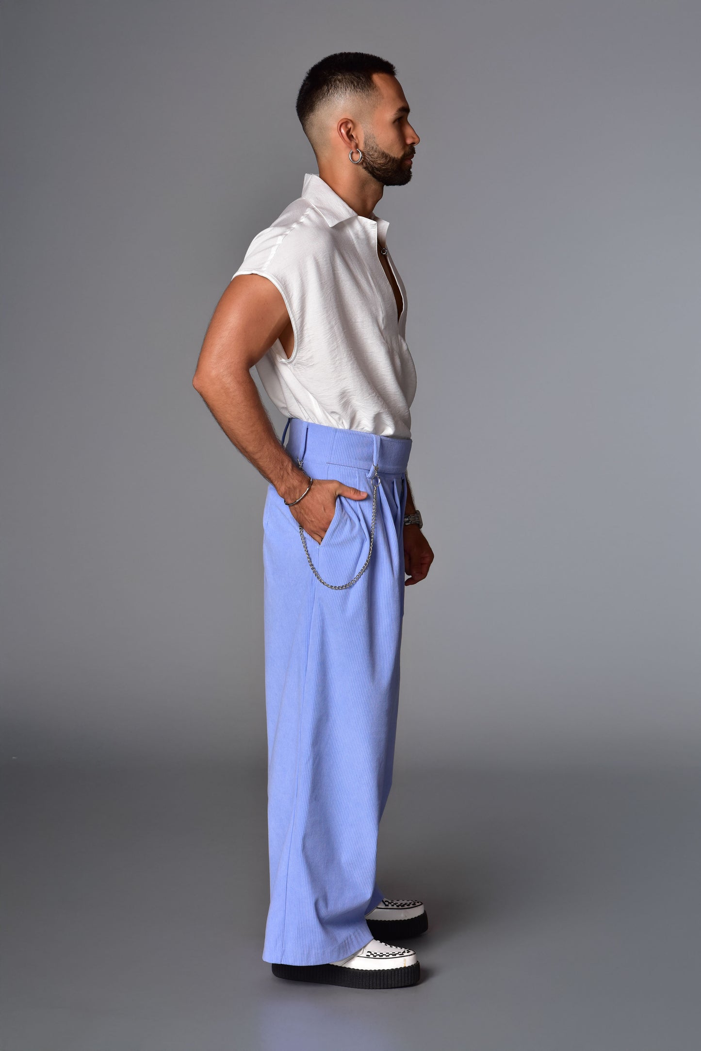 Camisa sleeveless lino blanca