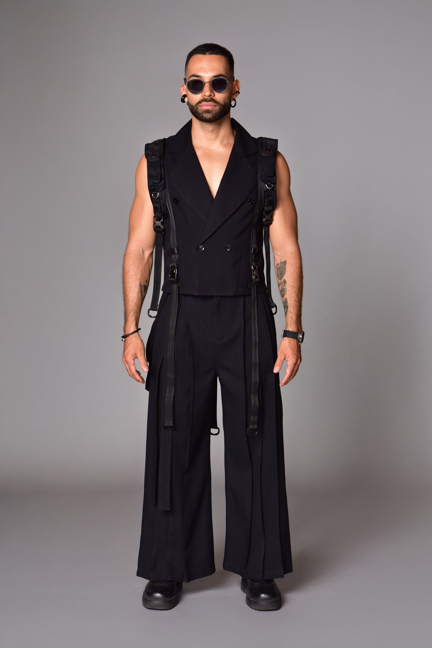 Chaleco old money techwear negro