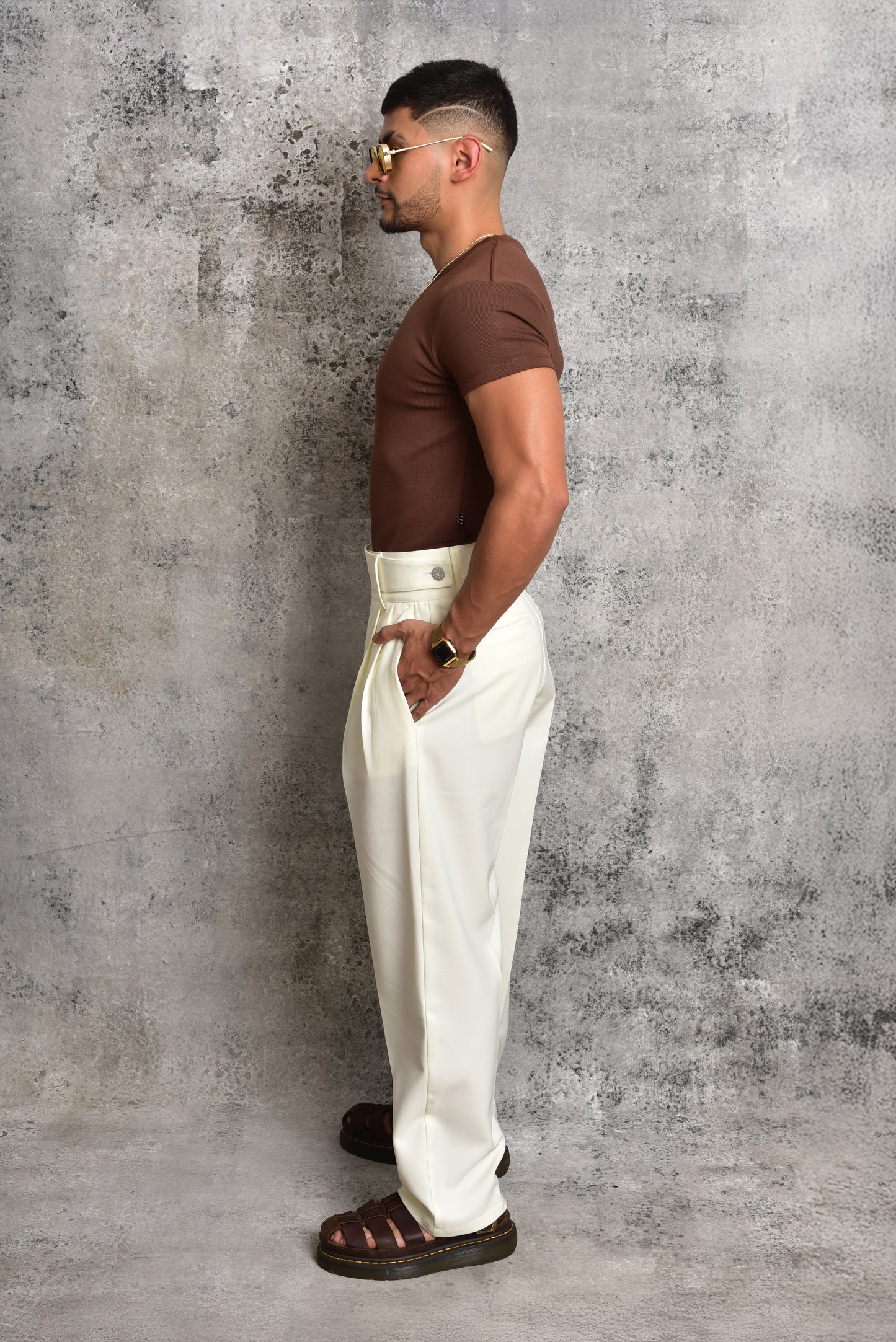 Pantalon loose fit blanco marfil